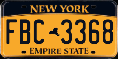 NY license plate FBC3368