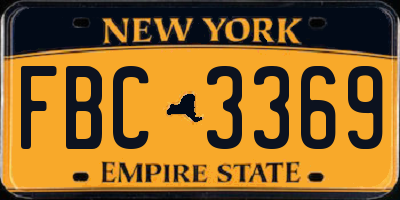 NY license plate FBC3369