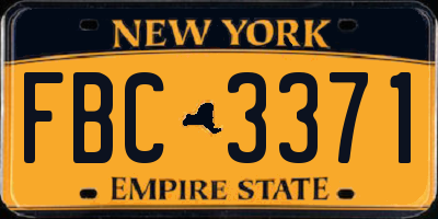 NY license plate FBC3371