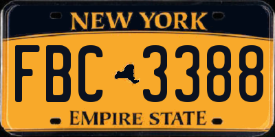 NY license plate FBC3388