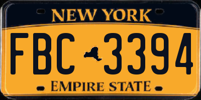 NY license plate FBC3394
