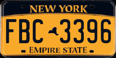 NY license plate FBC3396