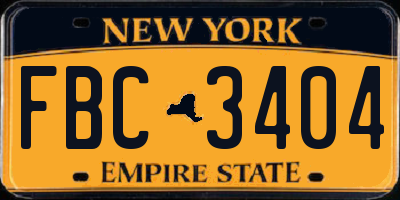 NY license plate FBC3404