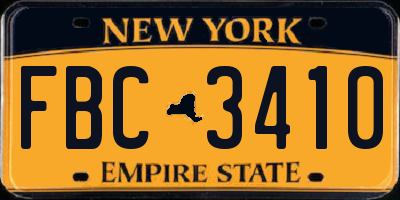 NY license plate FBC3410