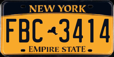 NY license plate FBC3414