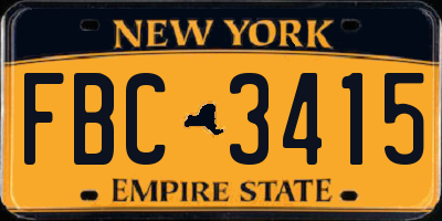 NY license plate FBC3415