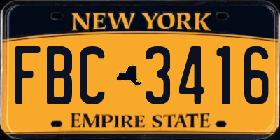 NY license plate FBC3416