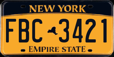 NY license plate FBC3421