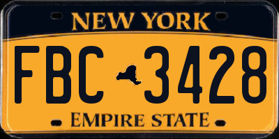 NY license plate FBC3428