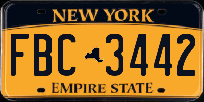 NY license plate FBC3442