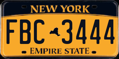 NY license plate FBC3444