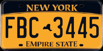 NY license plate FBC3445