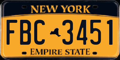 NY license plate FBC3451