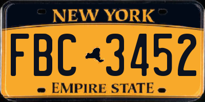 NY license plate FBC3452
