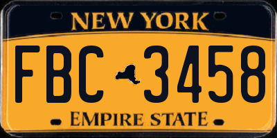 NY license plate FBC3458