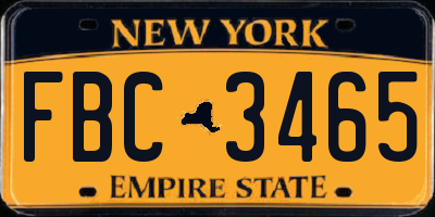 NY license plate FBC3465