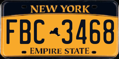 NY license plate FBC3468
