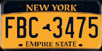 NY license plate FBC3475