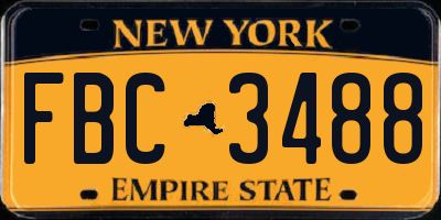 NY license plate FBC3488