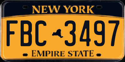 NY license plate FBC3497