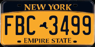 NY license plate FBC3499