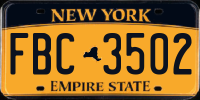 NY license plate FBC3502