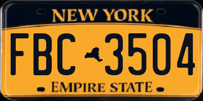 NY license plate FBC3504