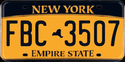 NY license plate FBC3507