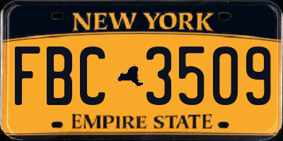 NY license plate FBC3509
