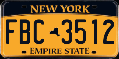 NY license plate FBC3512