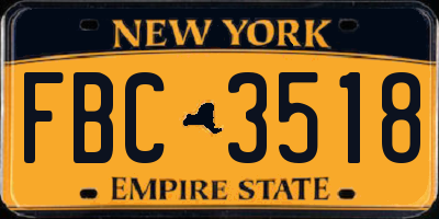 NY license plate FBC3518