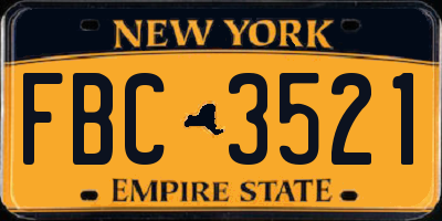 NY license plate FBC3521