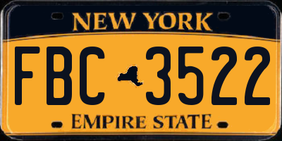 NY license plate FBC3522