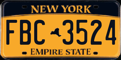 NY license plate FBC3524