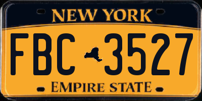 NY license plate FBC3527