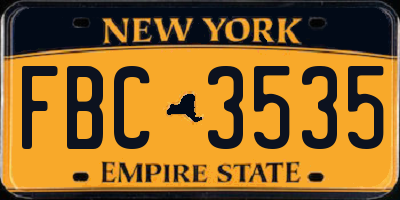 NY license plate FBC3535
