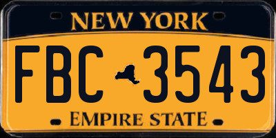 NY license plate FBC3543