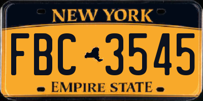 NY license plate FBC3545