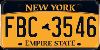 NY license plate FBC3546