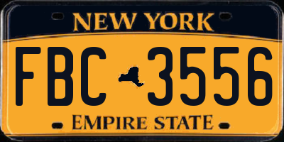 NY license plate FBC3556