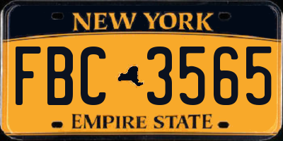 NY license plate FBC3565