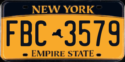 NY license plate FBC3579