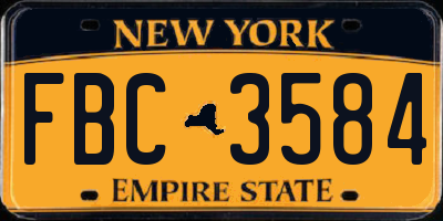 NY license plate FBC3584