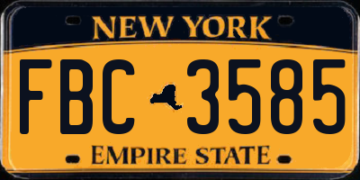 NY license plate FBC3585