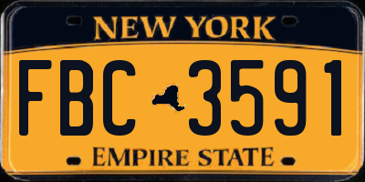 NY license plate FBC3591