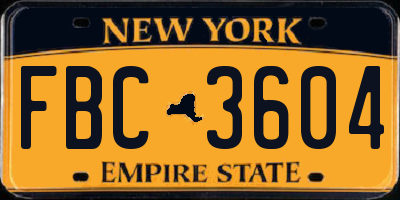 NY license plate FBC3604
