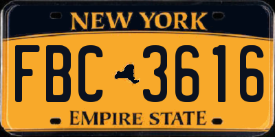 NY license plate FBC3616