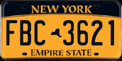 NY license plate FBC3621