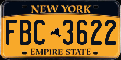 NY license plate FBC3622