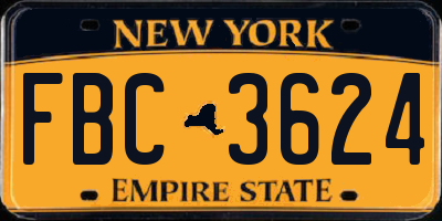 NY license plate FBC3624